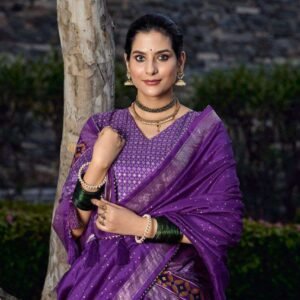 Purple Tussar Silk Lehenga Choli with Purple Blouse | Floral & Foil Print | Wedding & Festive Wear