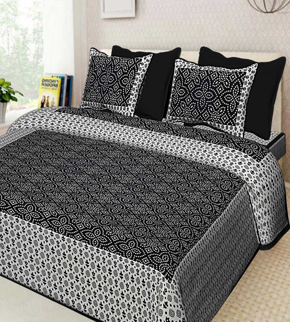 Rajasthani Traditionally Printed Cotton Doublebed Bedsheet With Pack of 2 Pillow Covers