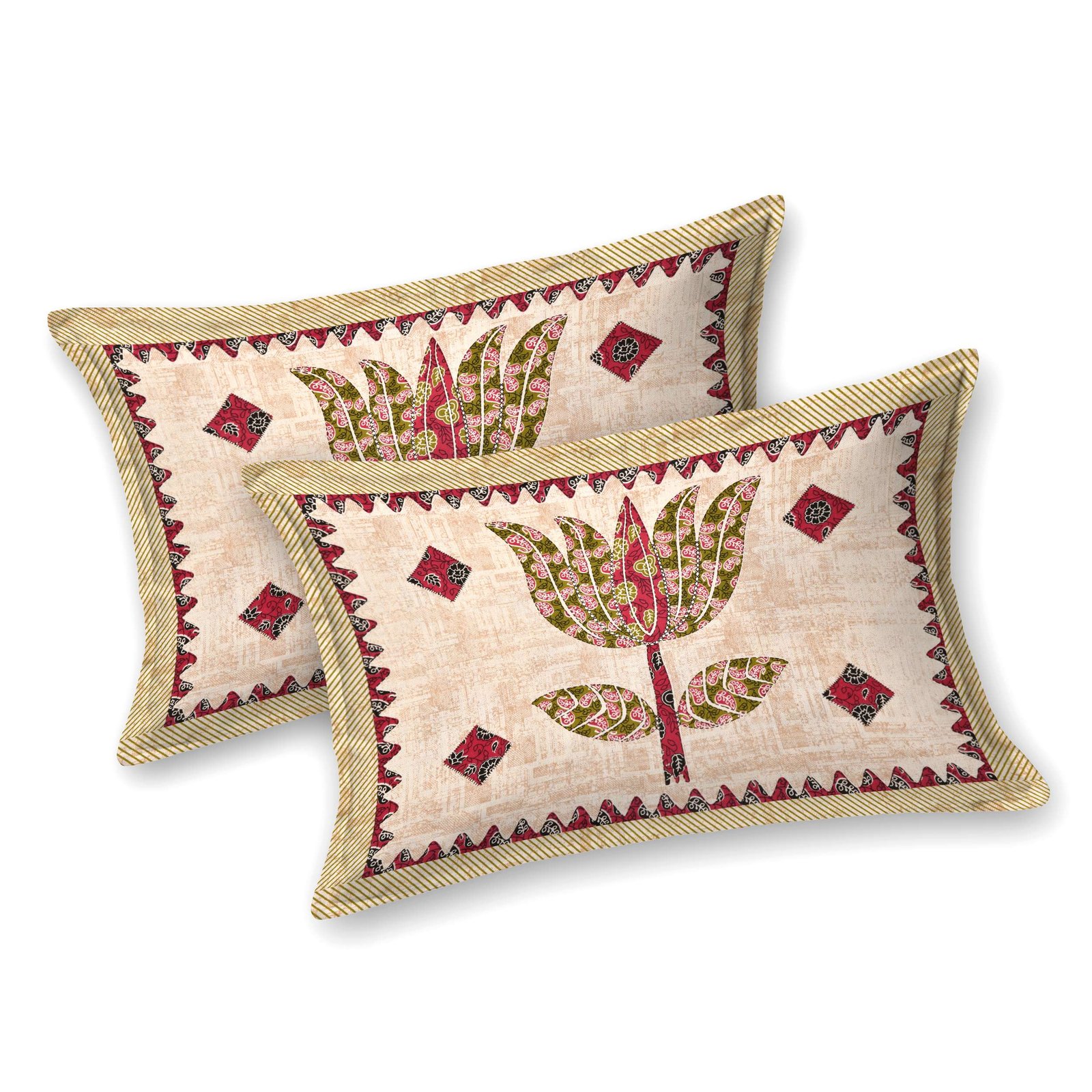 Rajasthani Traditionally Printed Cotton Doublebed Bedsheet With Pack of 2 Pillow Covers - Image 2